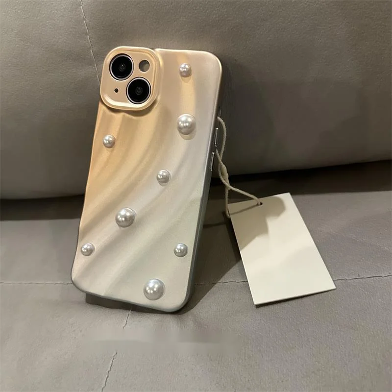 Faltige Perle Mädchen Herz Herbst/Winter Luxus Geeignet für iPhone 15 Telefon Fall 14 Pro Personalisierte 12 Vielseitig 11/13_voghion.com