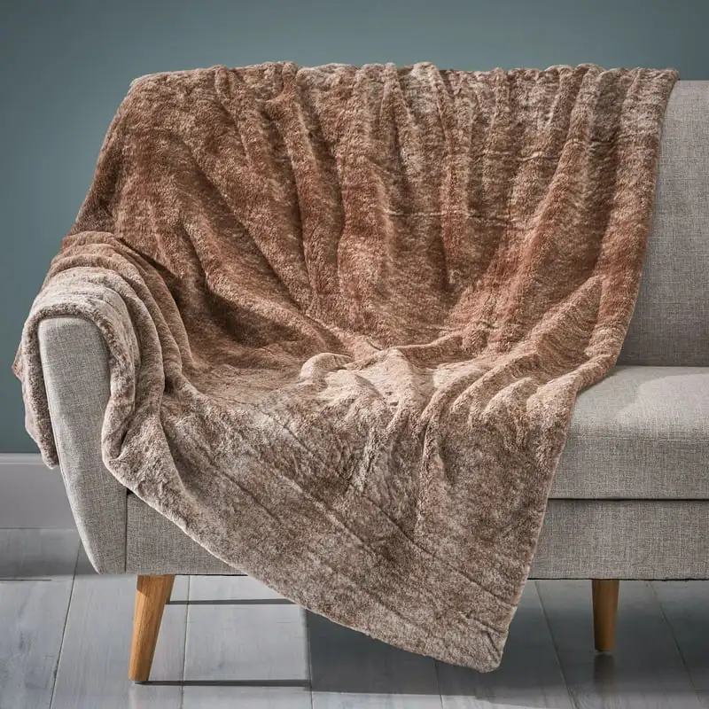 

Faux Fur Throw Blanket, 50" x 60", Brown