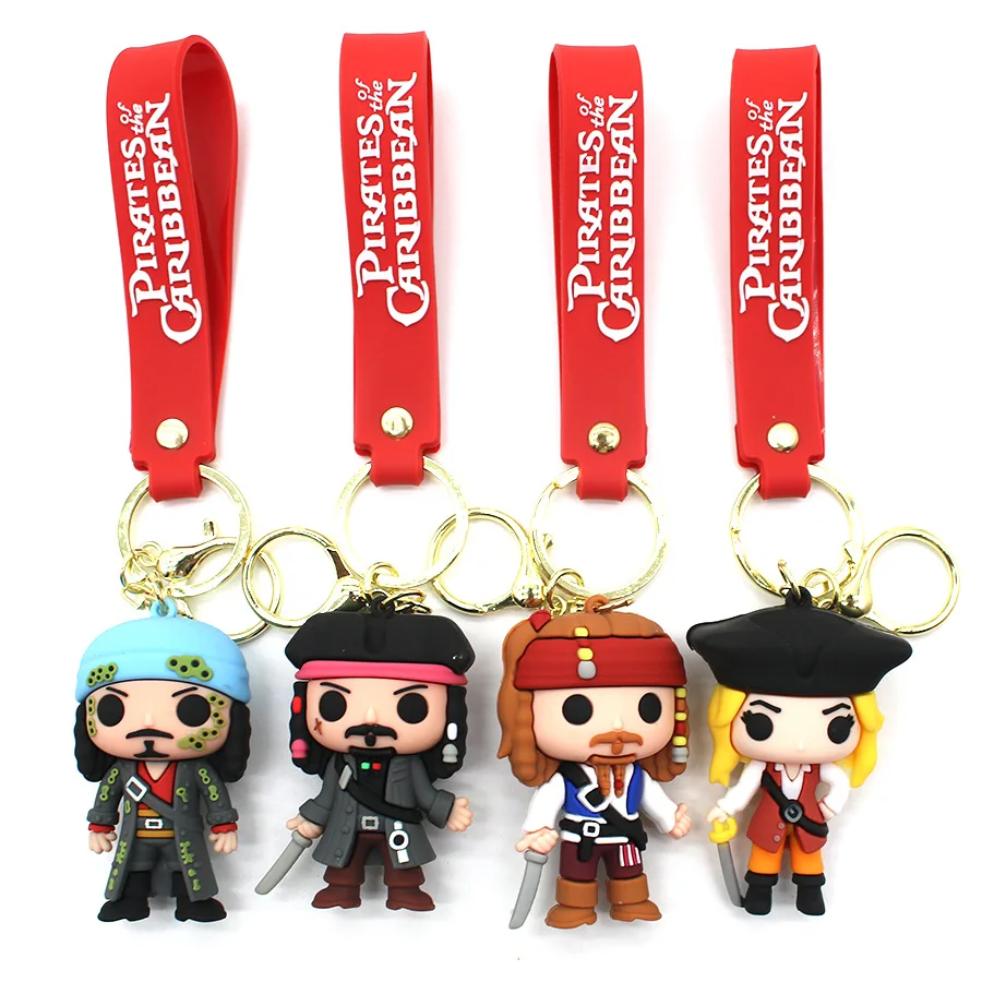 

Cartoon Anime Pirates of the Caribbean Pendant Keychains Car Key Chain Key Ring Phone Bag Hanging Fashion Jewelry for Kids Gifts