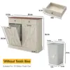 Vabches Tilt Out Trash Cabinet Kitchen Trash Cabinet with 2 Drawers Island Counter Trash Bin Cabinet for 10 Gallon Garbage Can 2