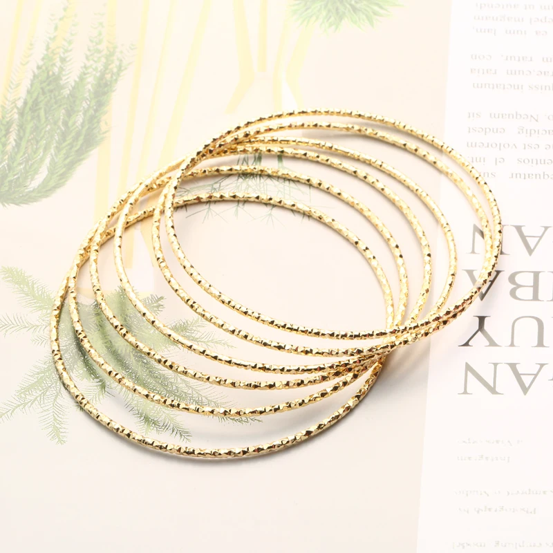 

Gold Silver Color Women's Fashion Bangle Set 68cm Big Round Wire Bangles Bracelets 18mm Thick Female Accessories Party Gift