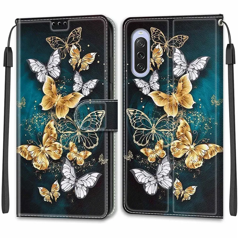 Flower Pattern Flip Case For SONY Xperia 10 V 10-5 Xperia10V 5-4 1 IV Xperia10 V Wallet Leather Phone Cases Stand Book Cover Bag