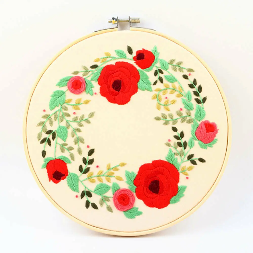 Floral Embroidery Craft Kit - Punch Needle & Cross Stitch Set