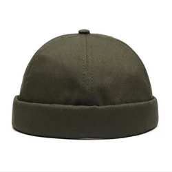 Retro Cotton Brimless Snapback Cap - Adjustable Skull Hat for Parties, Vacations, and Running (Green)