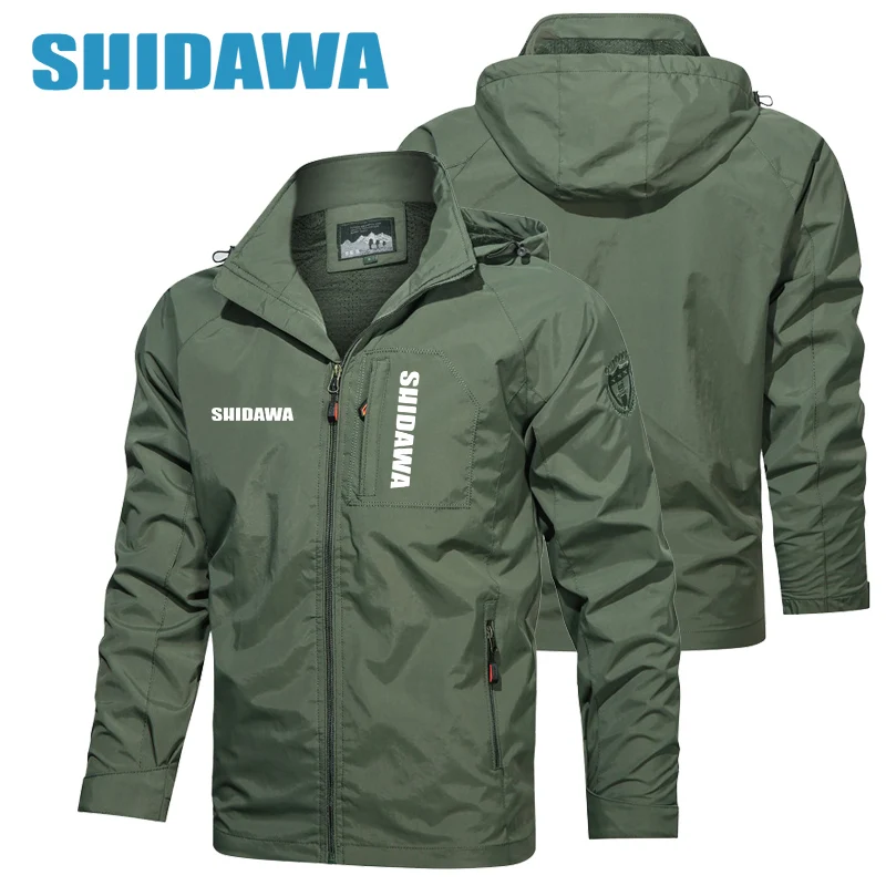 

2023 Spring Autumn New Fishing Jackets Men Soft Shell Sportswear Thin Windproof Hooded Jacket Outdoor Hiking Camping Windbreaker