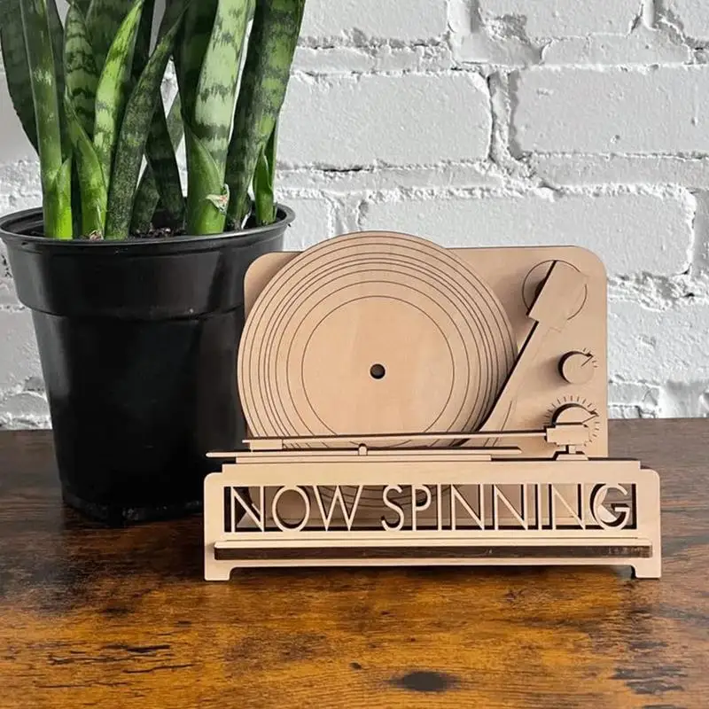 Supporto Per Vinile Now Playing - Espositore Per Dischi In Legno Con Design 3D, Stile Retrò - Foto 10