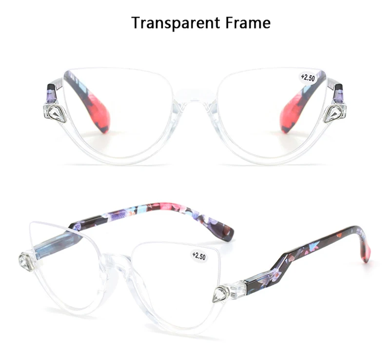 Neue Frauen tr90 Semi Rim Anti Blue Ray Lesebrille Lupe weibliche presbyopische Hyperopie Brille Mode eingelegten Strass – Detail 16