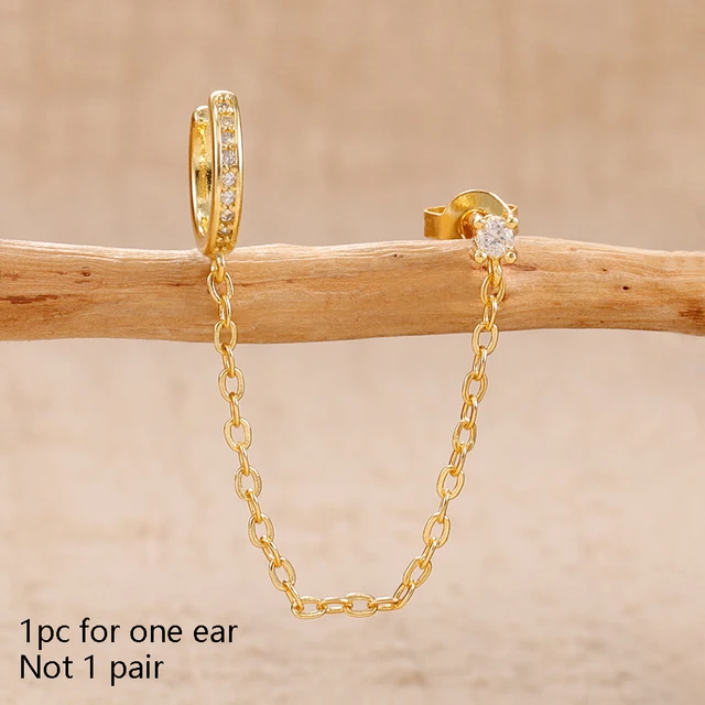 1 pièce 14K plaqué or cheval oeil chaîne gland Zircon boucles d'oreilles pour femmes géométrique minimalisme boucles d'oreilles bijoux accessoires