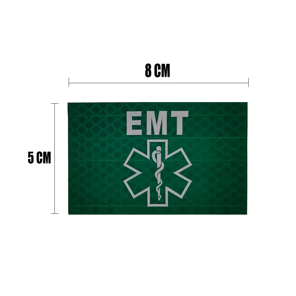 반사 후크 및 루프 패치, 군사 EMT, 구조, 의료 긴급 야간 인식 암밴드, 사기 배지 배낭 스티커
