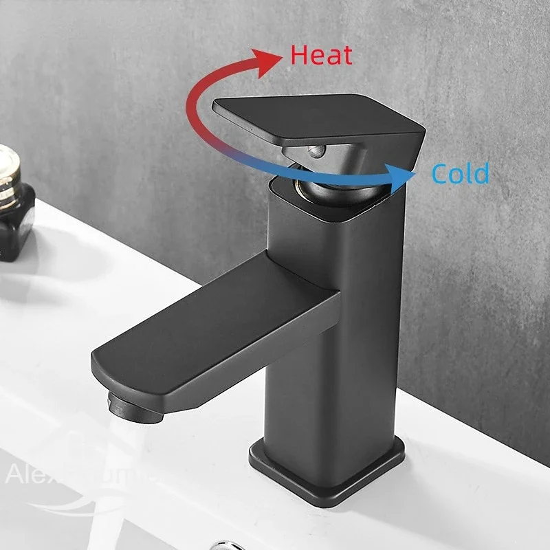 New Black Basin Faucets Bathroom Taps Single Lever Hot And Cold Brass - View #9