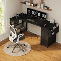 L Shaped Gaming Desk with Drawers  Storage Shelves  63 Inch Corner Computer Desk with Power Outlet for Home Office Bedroom  L Sh 2