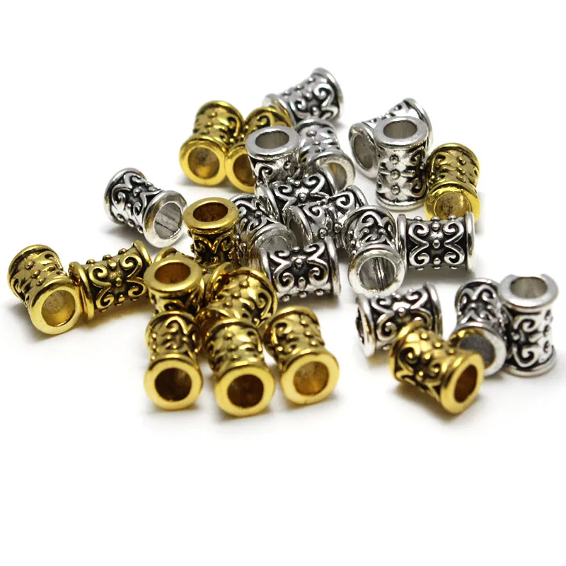 

20Pcs Tibetan Silver Metal Tube Spacer Beads for Jewelry Making DIY Accessories Loose Beads Charms Pendant for Bracelet Making