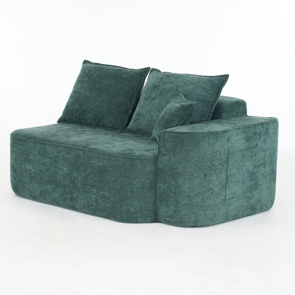 1-Sitzer/2-Sitzer Modernes Sofa mit Kissen & Seitentaschen, Chenille-Sofa, Ohne Montage, Wohnzimmer Komfortables Weiches Sofa – Detail 21
