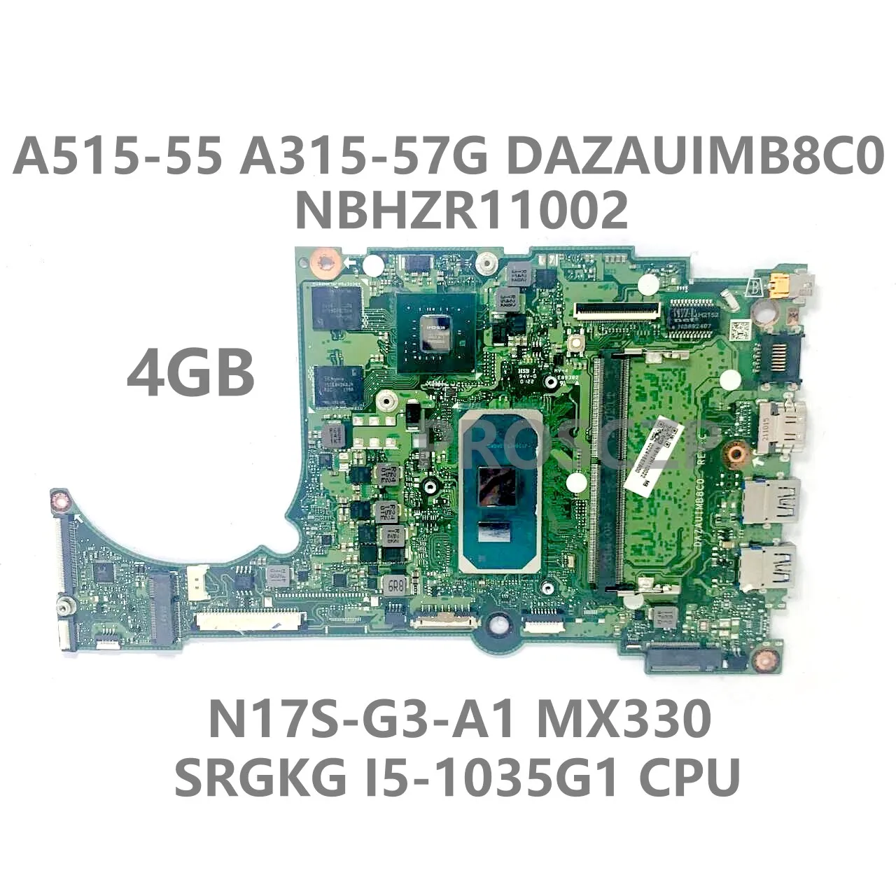 

Материнская плата для ноутбука Acer A515-55 DAZAUIMB8C0 NBHZR11002 4 Гб с процессором SRGKG i5-1035G 1