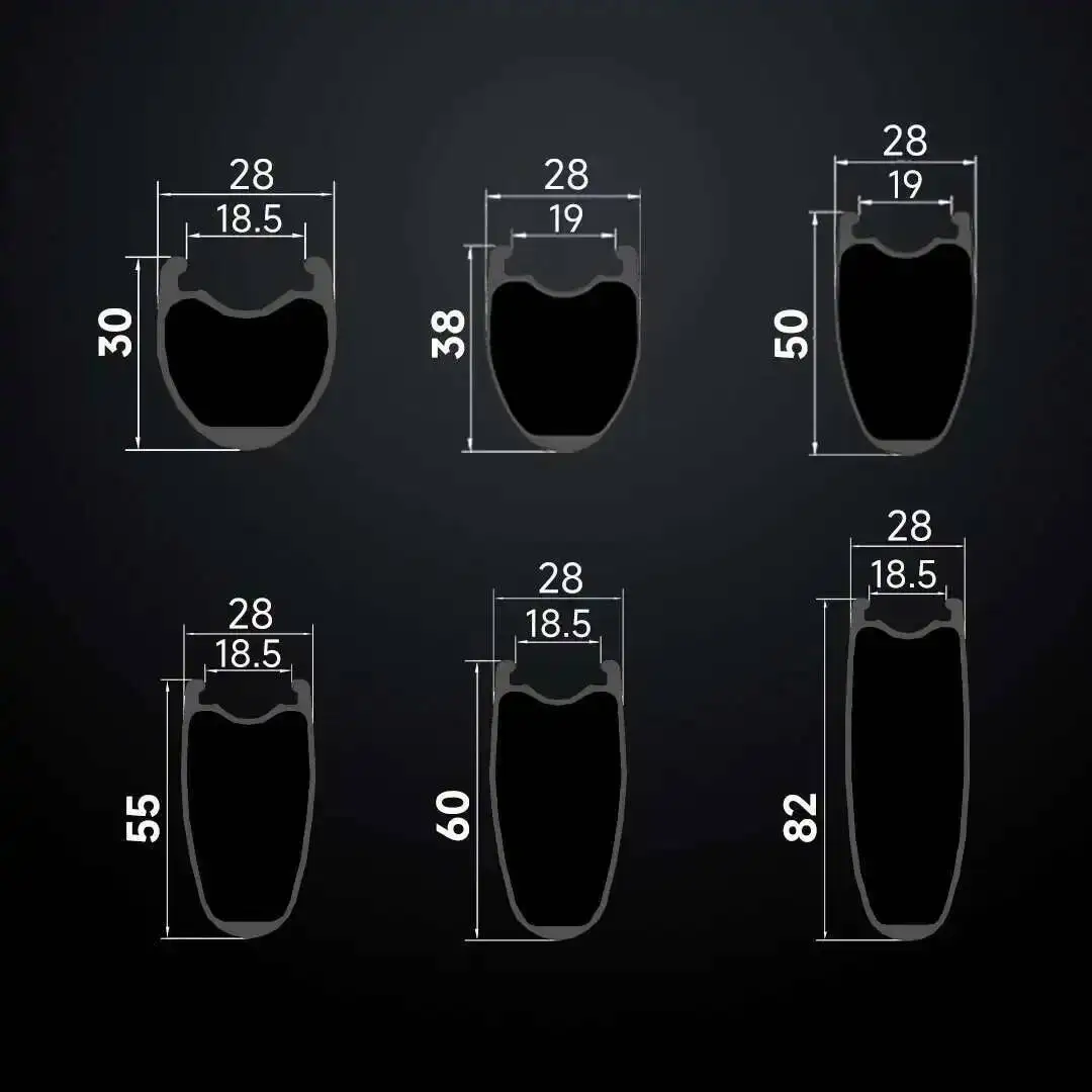 ELITEWHEELS Road Bike Carbon Rim 700C 30 38 50 55 60 82mm Depth UD Matte 3K Twill Braking Surface