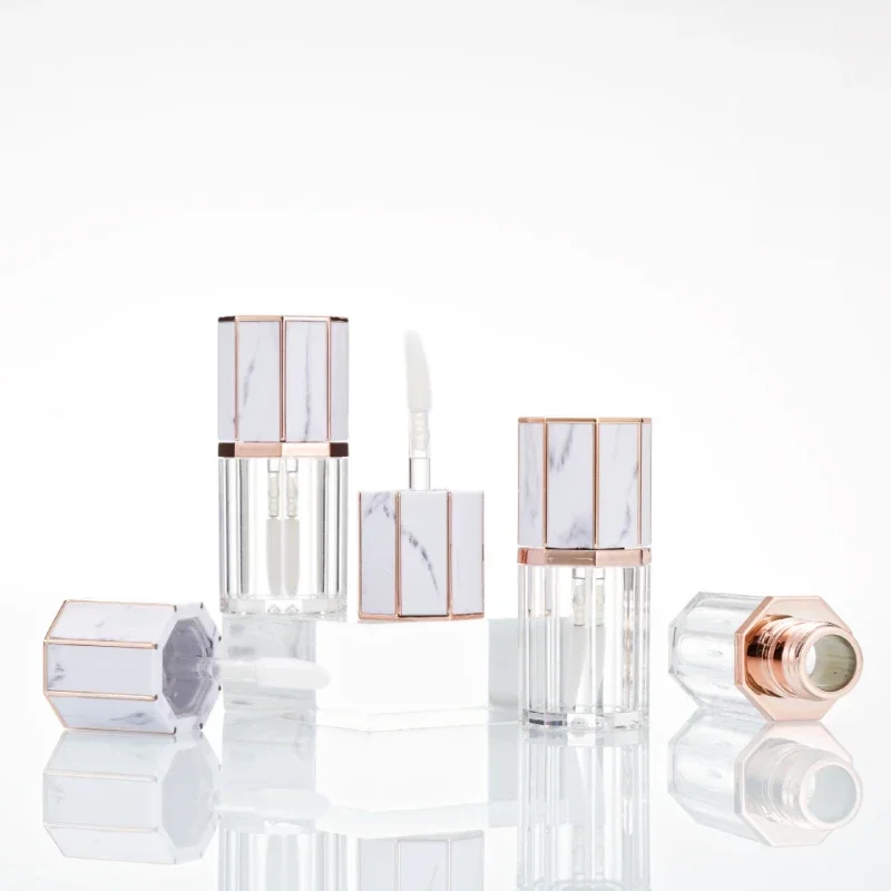 

5/10/20/30/50pcs 5ml Lip Glaze Tubes Empty Bottles Octagonal Marble Acrylic Material Handmade Split Lipstick Tubes Wholesale