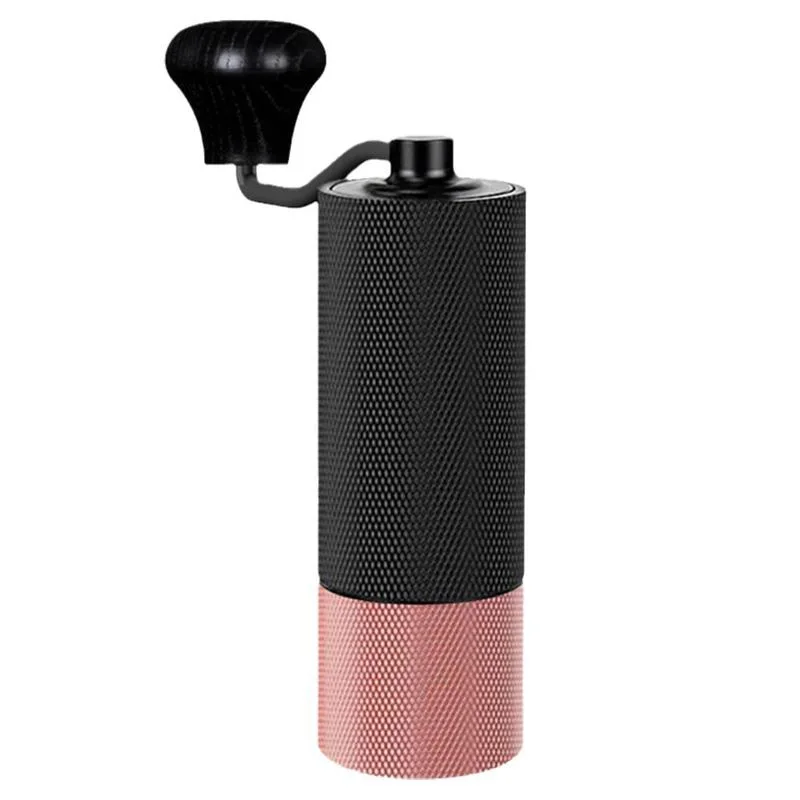 Updated High Class CNC Processing Chestnut Aluminum Shell Stainless Steel Axis Burr Portable Hand Crank Manual Coffee Grinder