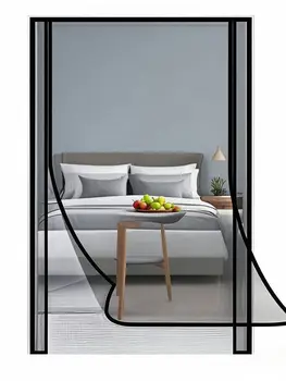 Magnetic Mesh Screen Doors Mosquito Net Anti Fly Insect Door Mesh Black fiberglass Open from Side Automatic Closing