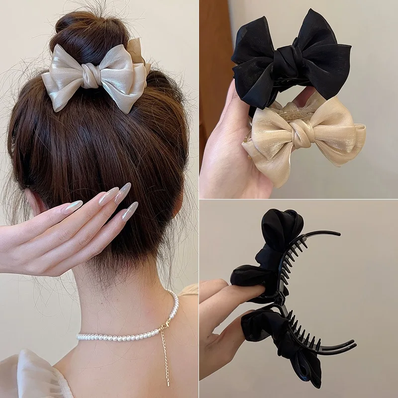 

Butterfly Knot Hair Claw Clip Organza Ponytail Large Hair Claw Sweet Girl Hairstyle Hair Accessories Elegant Shark Clip Headwear