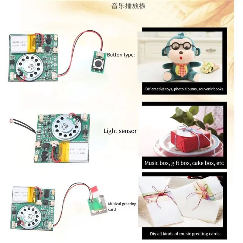USB MP3 녹음 가능한 인사말 카드 플레이어 보드 - 8MB 저장 용량, 128kbps, 4.2V 충전식 배터리, 리드 스위치, 6단계 볼륨 조절