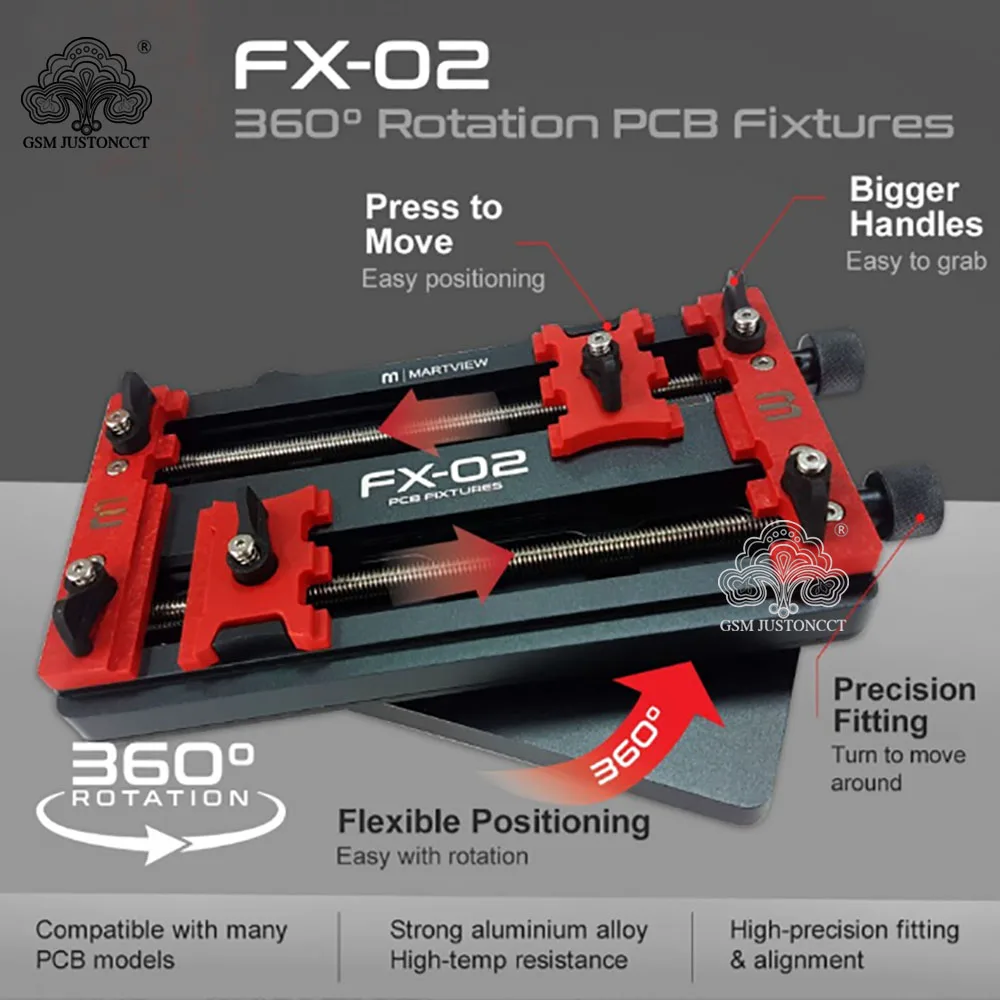 

FX-02 многофункциональный двойной подшипник с полным вращением на 360 °, универсальный зажим для печатной платы с нажимной пряжкой