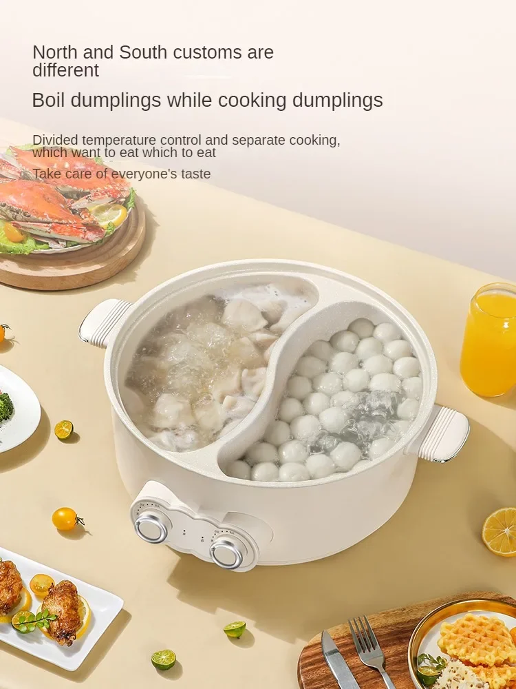 220V 6L Non-stick 2 Flavor Electric Hot Pot Multi Cooker Household Electric Food Cooking Pot Machine 5