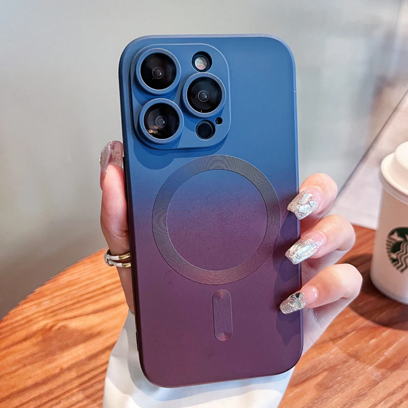 Luxury For Magsafe Gradient Silicone Multicolour Shockproof Case for iPhone17 16 15 14 13 12 11 Pro Max Wireless Charging Cover