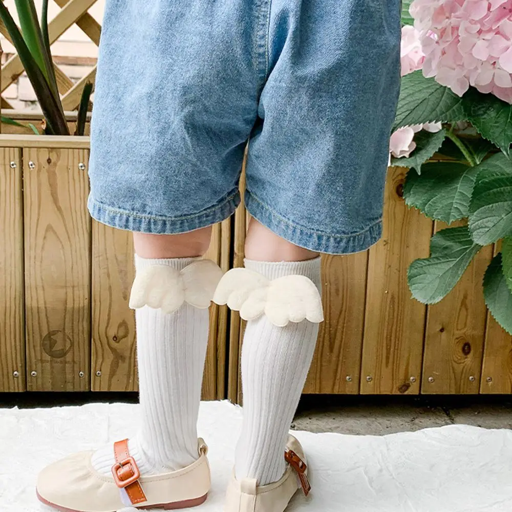 

Adorable Sweet Cotton Angel Wing Anti-Slip Anti-mosquito Knee High Socks Korean Style Stockings Kid Girls Socks Hosiery