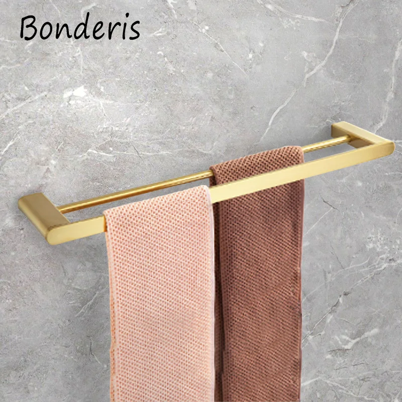 Brushed Gold Bathroom Accessories Hardware Sets 304 Stainless Steel Towel Rack Bar Hook Toilet Roll Paper Holder Cup Soap Holder