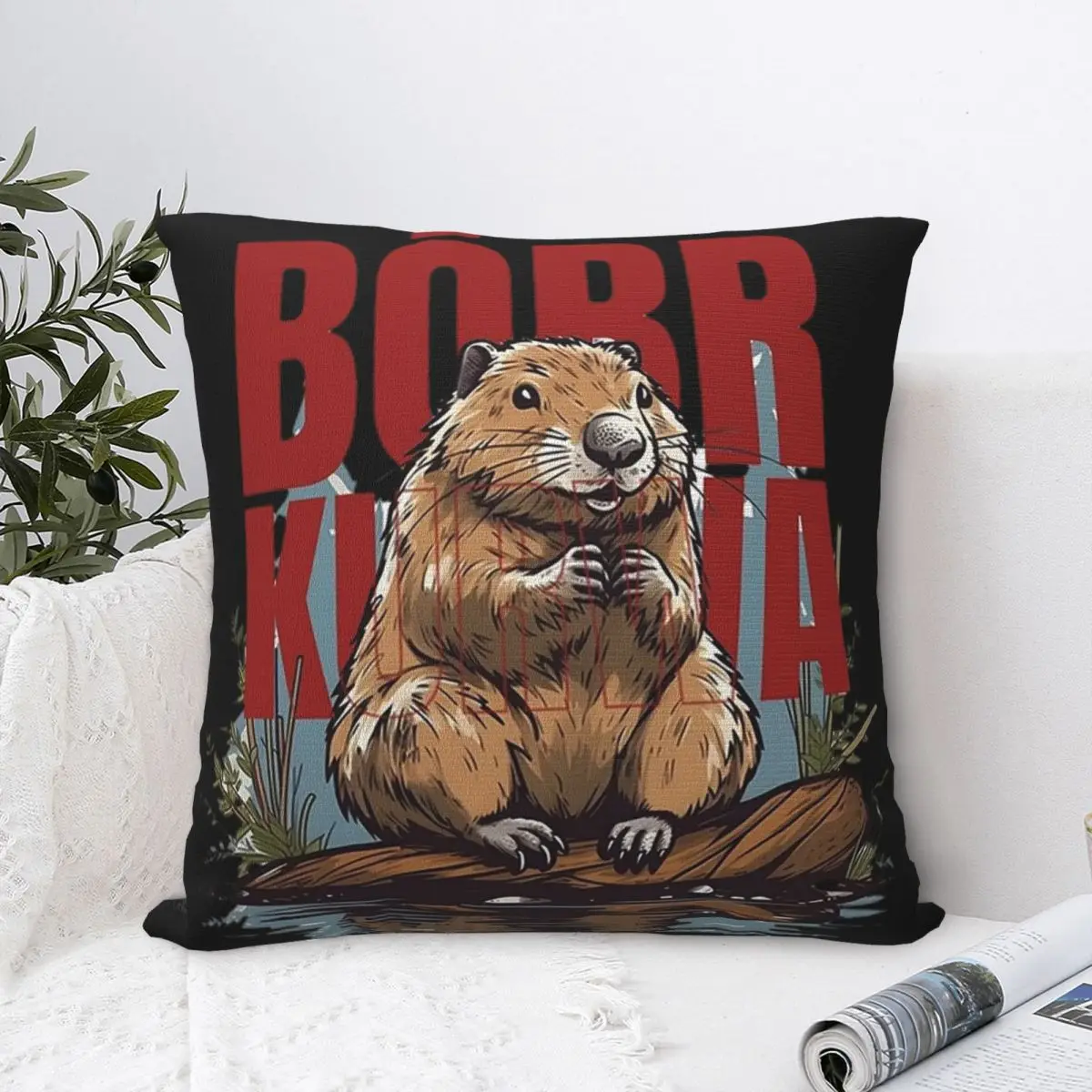 

Bbr Ku&a - Bober, Bbr, Beaver Square Pillowcase Cushion Cover Comfort Pillow Case Velvet Throw Pillow cover For Home Living Room