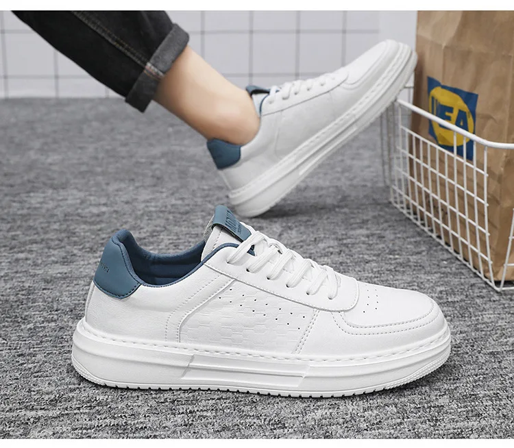 Lässige Sneaker 2026 Neue Mode Leder Herren Weiße Sneaker Atmungsaktiv Komfortabel Klassische Freizeitschuhe Herren Outdoor-Wanderschuhe – Detail 9