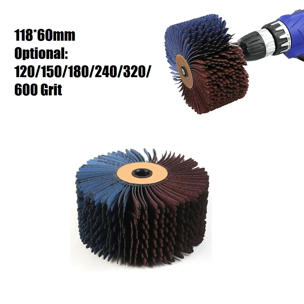 

118x60/30mm 120-600 Grit Abrasives Wire Drum Wood Burnishing Polishing Wheel Brush Cloth Sanding Grinding Groove Mop Buffing Pad