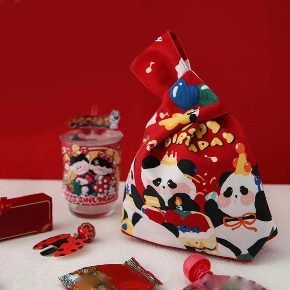 

Клетчатая Сумочка для подарков на день рождения, Милая женская сумка с принтом в виде торта, панды, сумка для хранения, мультяшная сумка с узлом в форме жилета для женщин/девочек