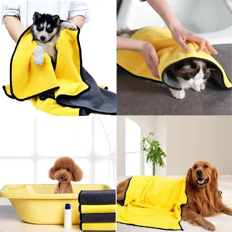 Pet Bath Towel Pet Dog Cat Towels Soft Fiber Towels Water-absorbent Bath Towel Pet Shop Cleaning Towel Supplies