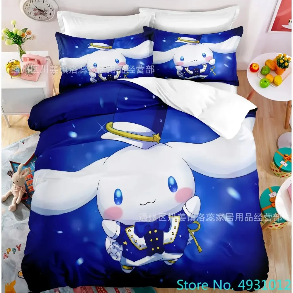 

Комплект постельного белья с мультипликационным аниме Sanrio Cinnamoroll Melody Kawaii, пододеяльник, наволочка, для детей, для девочек, одинарный, двойной, размер King