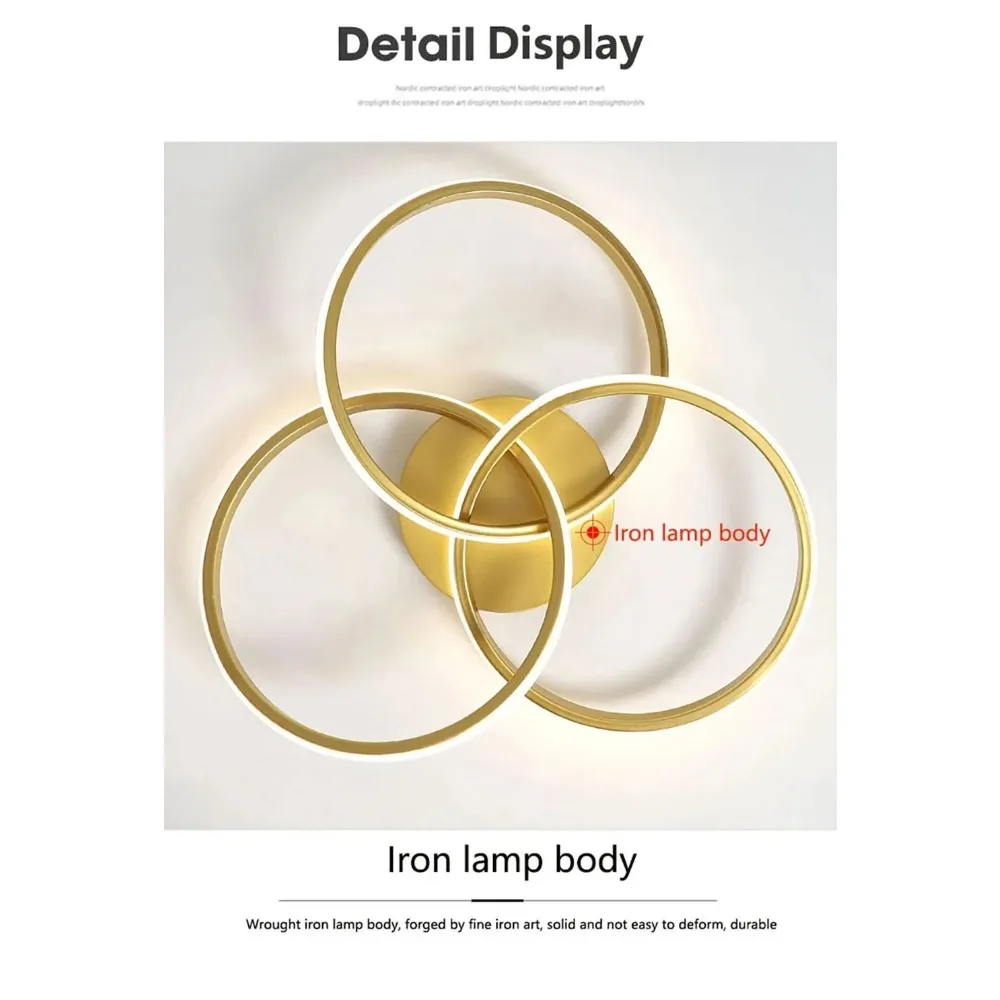 JOYINLED Modern LED Ceiling Light Acrylic Trefoil Dimmable Black Indoor Lamp for Living Room Bedroom Dining Room Luminaire