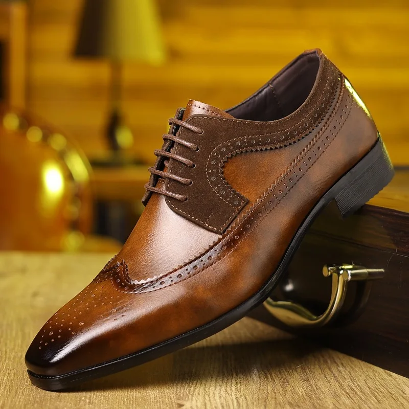 Men's Dress Shoes Classic Business Leather Shoe Lace Up Oxford Shoes Luxury Wedding for Men Casual Formal Loafers Big Size