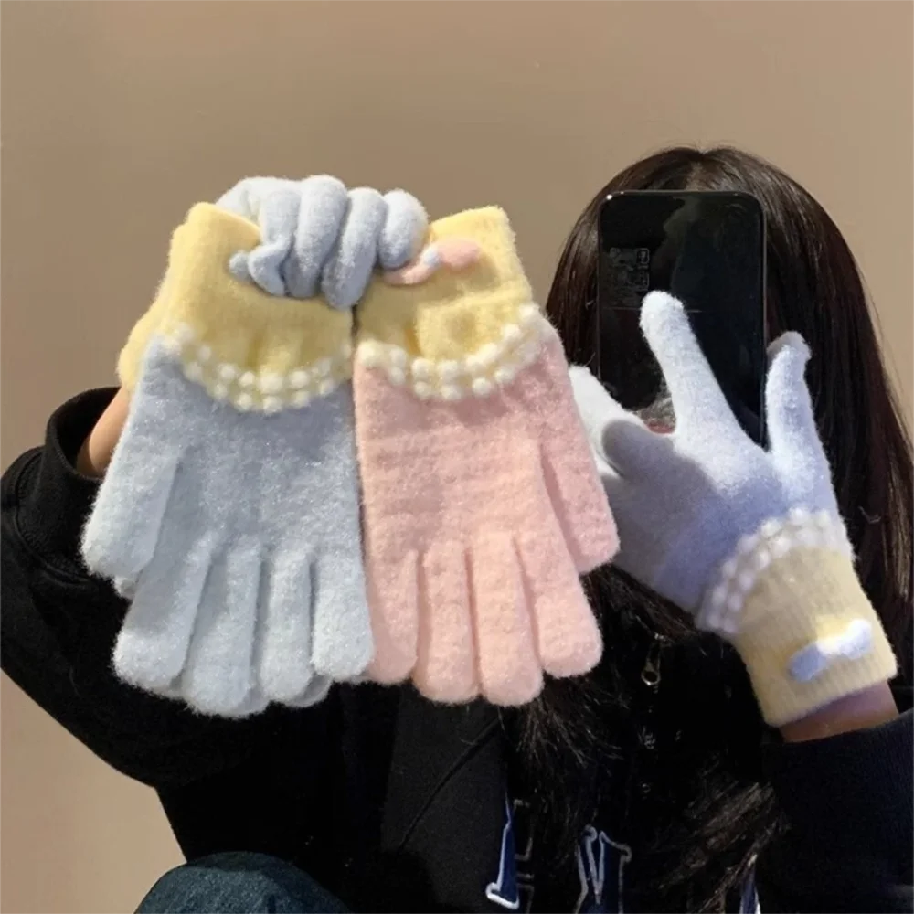 Fashion Soft Full Finger Gloves Windproof Cold Proof Colorful Winter Gloves Warm Driving Skiing Mittens