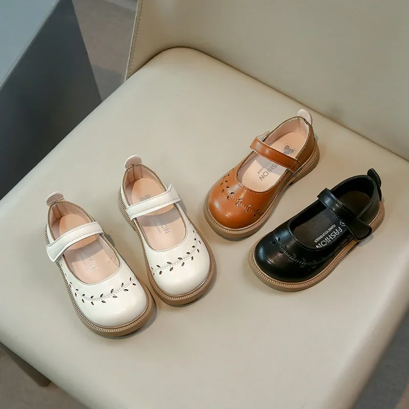 Leather Kids Shoes Hollow Out Simple Princess Non Slip