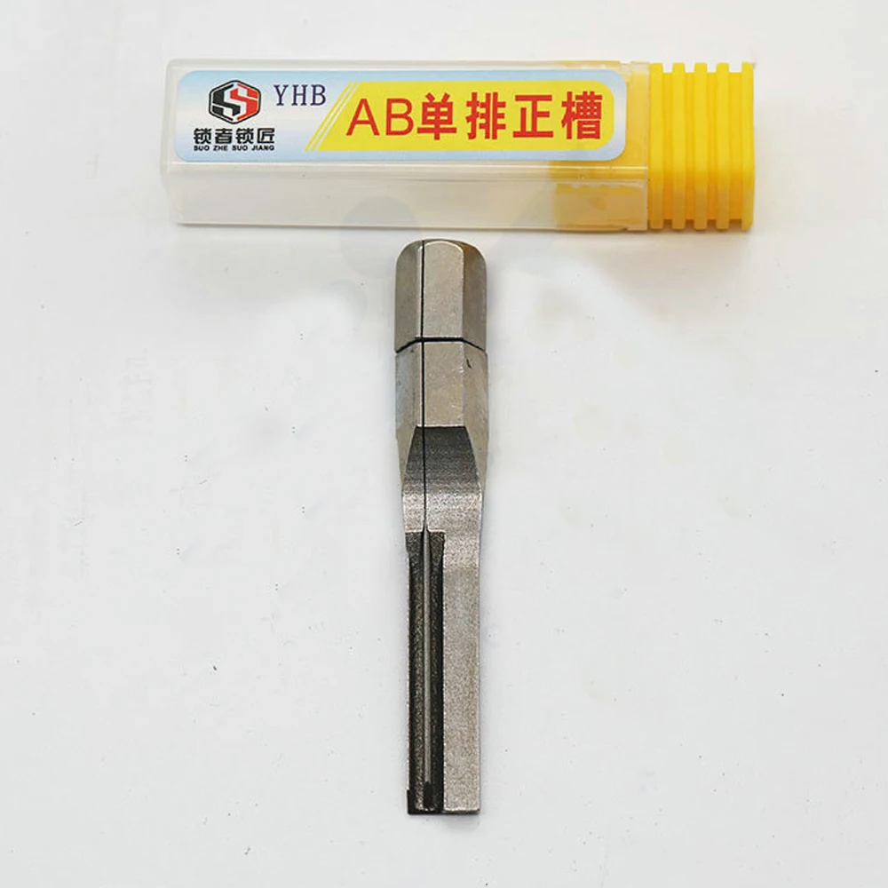 JMCKJ AB-Single Row Positive Slot Lock Strong Power Key Stainless Steel Key 5.0 Silver Hand Tool Locksmith Tools