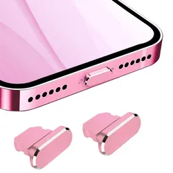 Aluminum Alloy Metal Anti - Dust Plug for Charging Ports - Protective and Durable (2 - 10 Pack) (Pink)