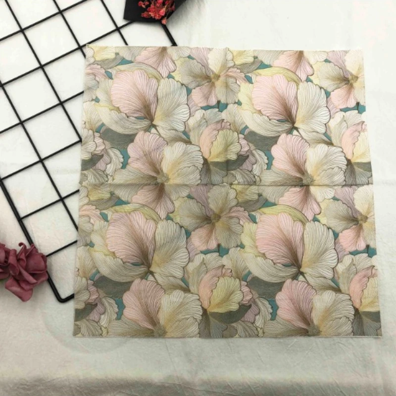 Colourful Printed Napkins Three-dimensional Flowers Square Napkins Wedding Hotel Party Folding Facial Tissues 20pcs/pac 33*33cm paper napkins