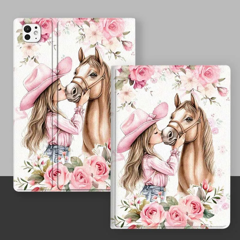 Cartoon Girl and Horse Tablet Case