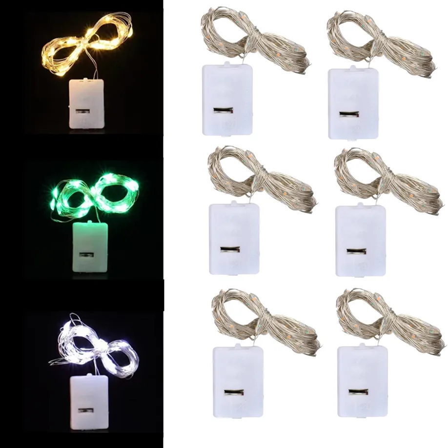 

20 Pcs/Lot With Battery Copper Led Fairy Lights 1/2/3M Battery Operated LED String Light Xmas Wedding Party Decoration Lights