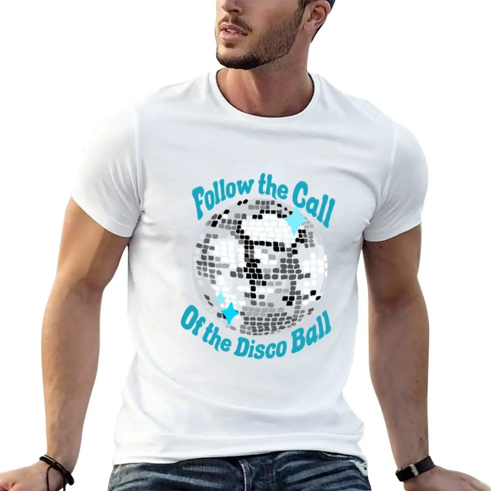 

Follow the Call of the Disco Ball T-Shirt tops anime clothes black t-shirts for men