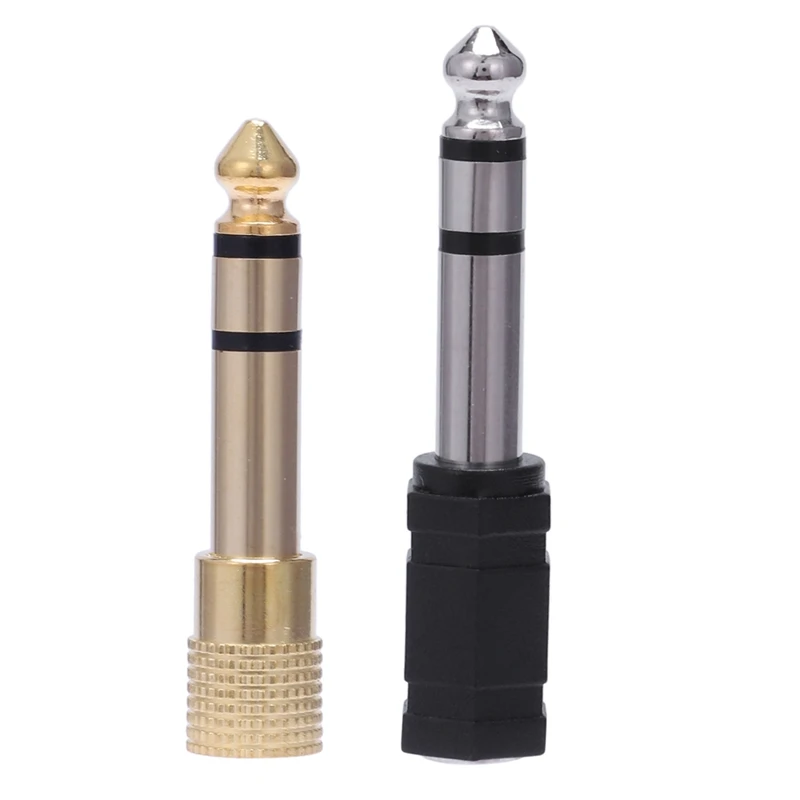 12 Pieces Headphone Adapter 6.35 Mm Male To 3.5 Mm Female Stereo Audio Earphone Jack Adapter, Black/Gold Plated
