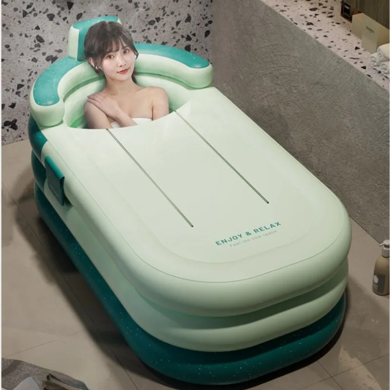 Bathing Bucket for Adults Inflatable Bathtub Thickened Foldable Full Body Sitting Bathtub Sweat Steaming Medicine Bath Home