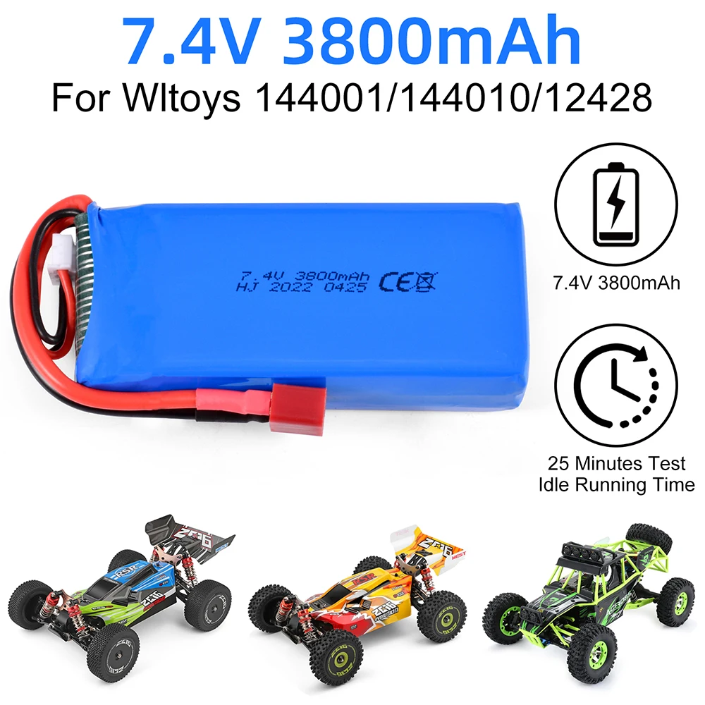 

Аккумулятор wlигрушек 144001, 2S, 7,4 В, 3800 мА · ч, LiPo, для моделей wlигрушек 144010, 12428, 124019/124018, 1/14