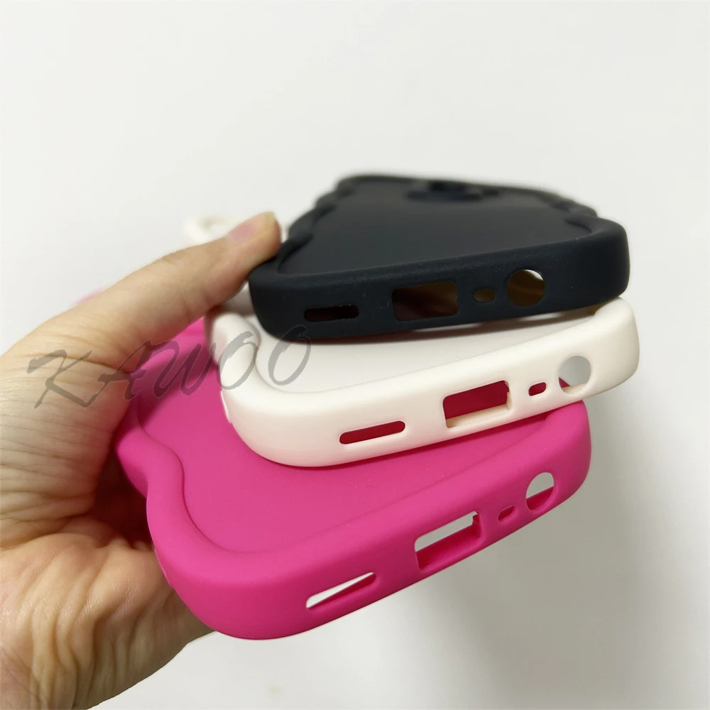 Macaron Colors Curly Frame Soft TPU Shockproof Phone Case with Wavy Bumper Design
