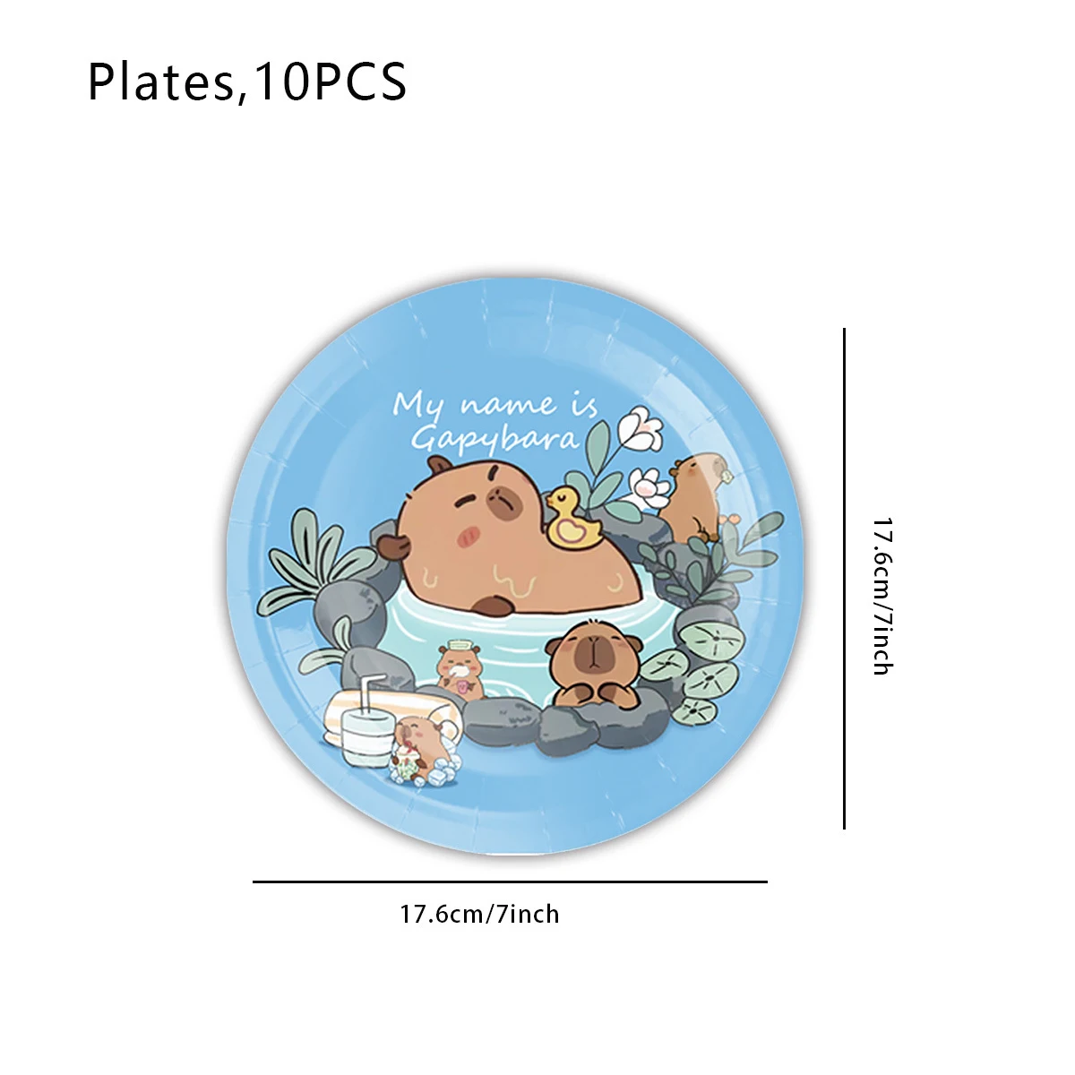 Description Picture 6 of itemCapybara Birthday Party Decoration Cute Animal Disposable Tableware Cup Plate Napkin Tablecloth for Kids Baby Shower Supplies